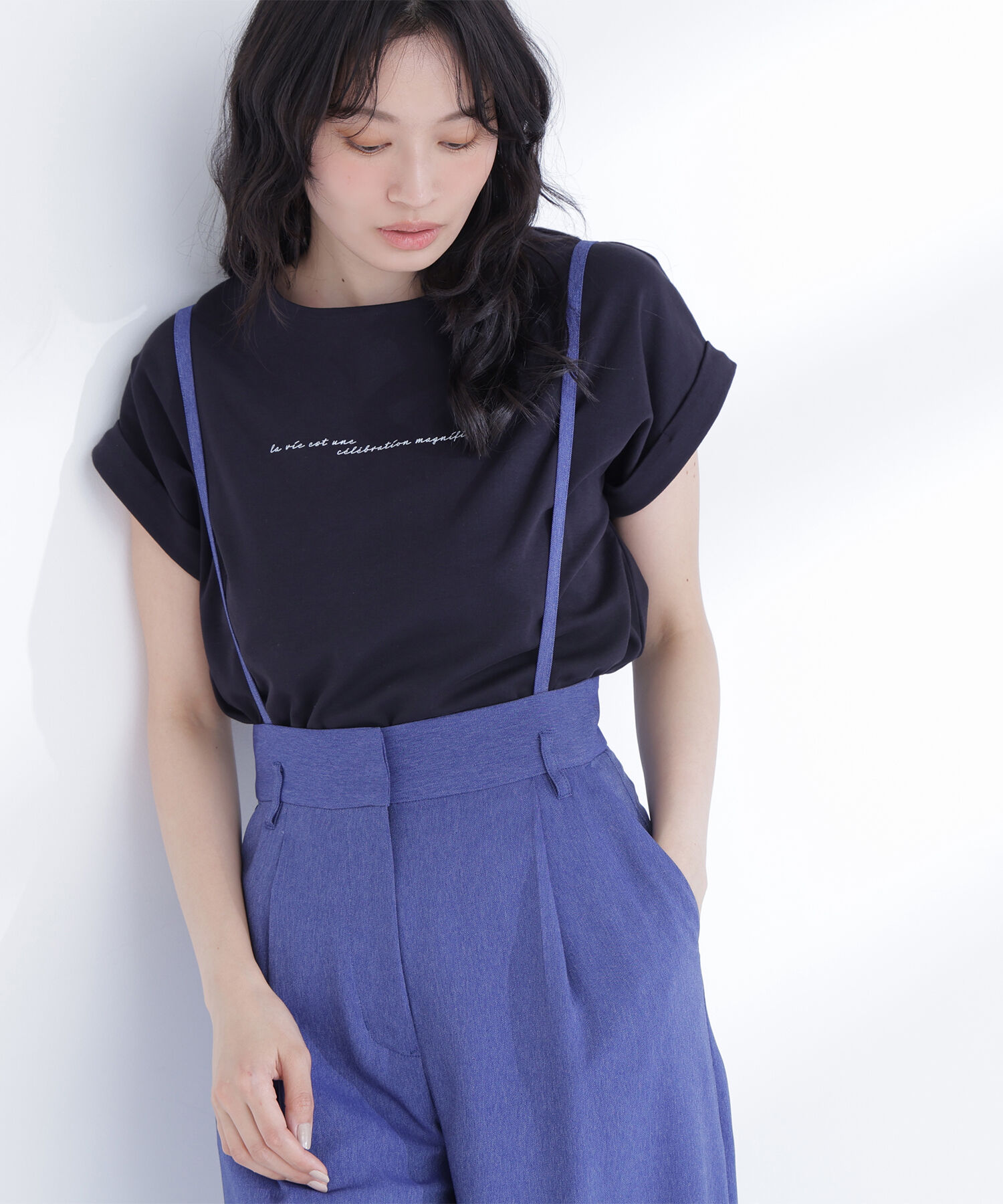  「切替スリーブロゴTシャツ」|Tシャツ・カットソー|ネイビー
