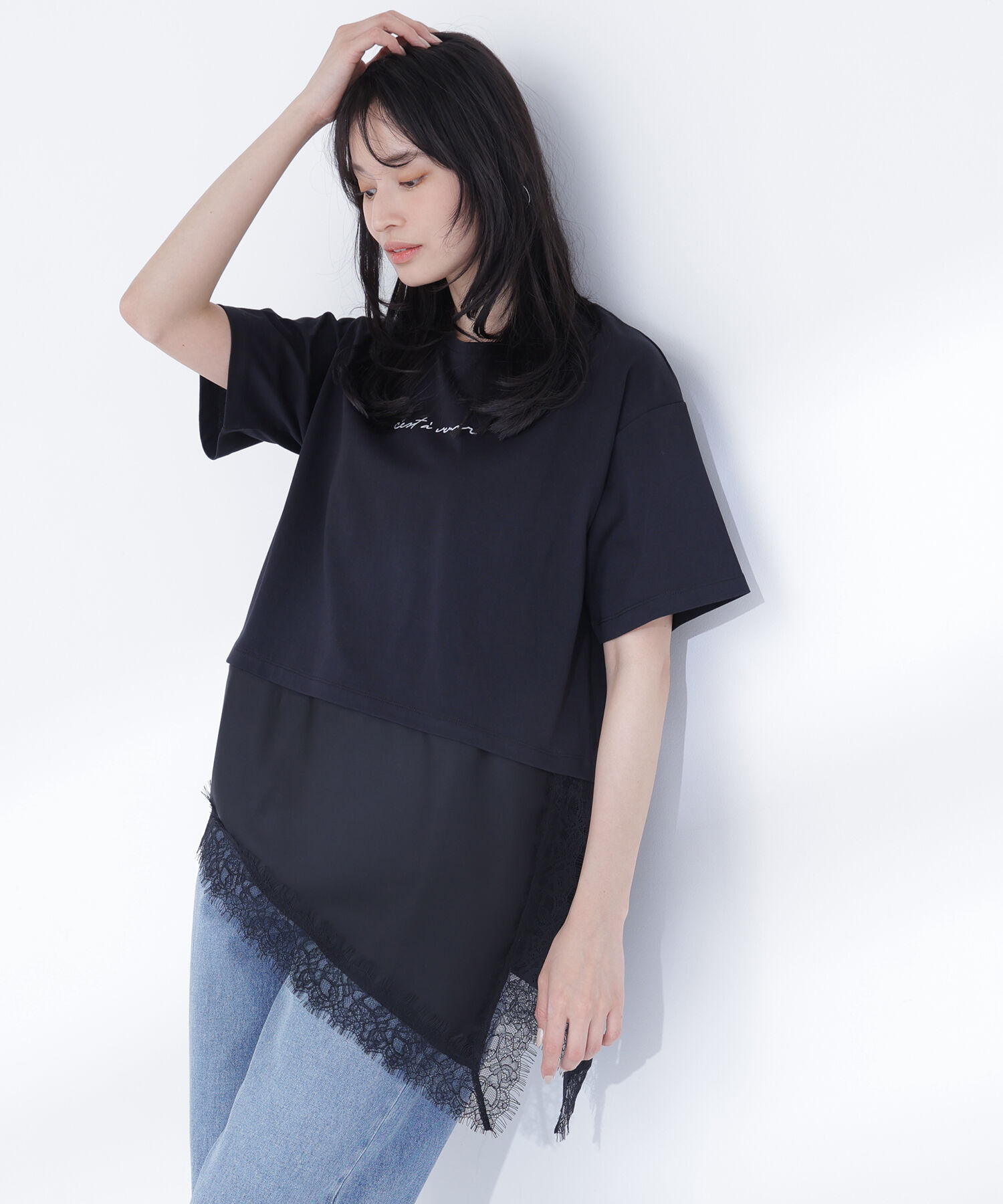  「レースドッキングロゴTシャツ」|Tシャツ・カットソー|