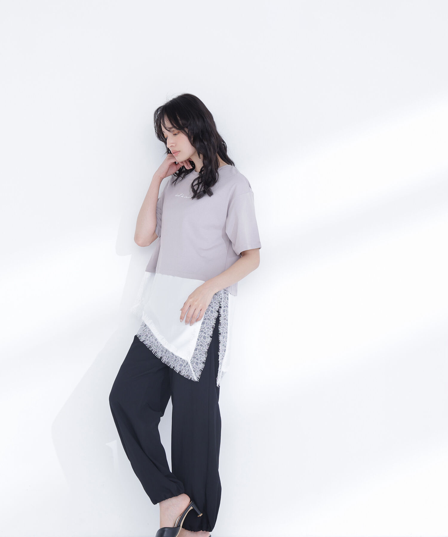  「レースドッキングロゴTシャツ」|Tシャツ・カットソー|