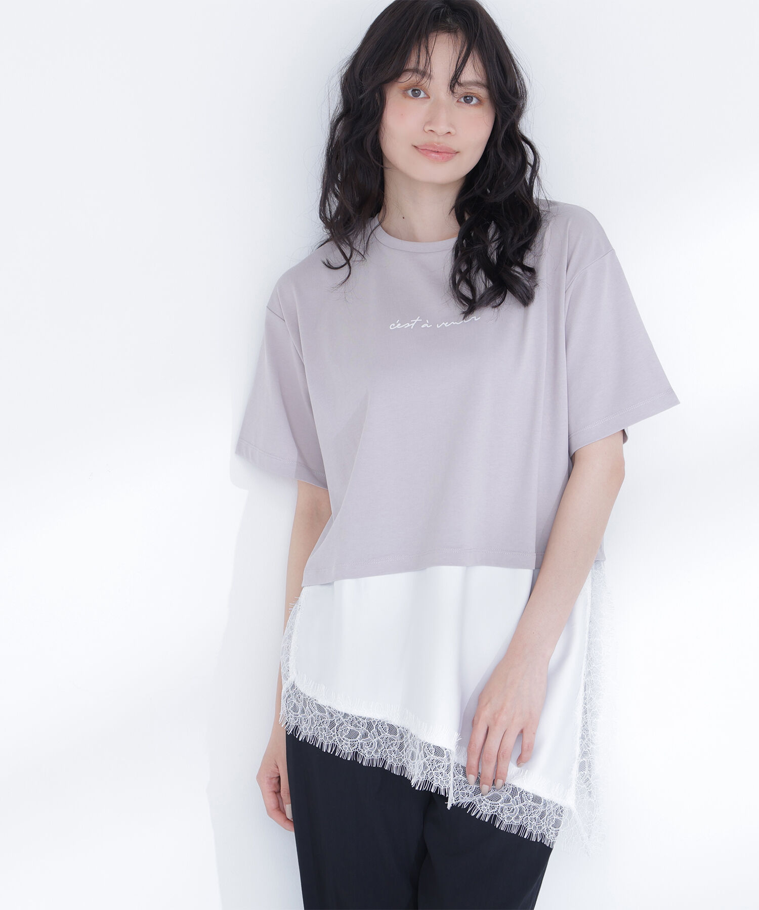  「レースドッキングロゴTシャツ」|Tシャツ・カットソー|