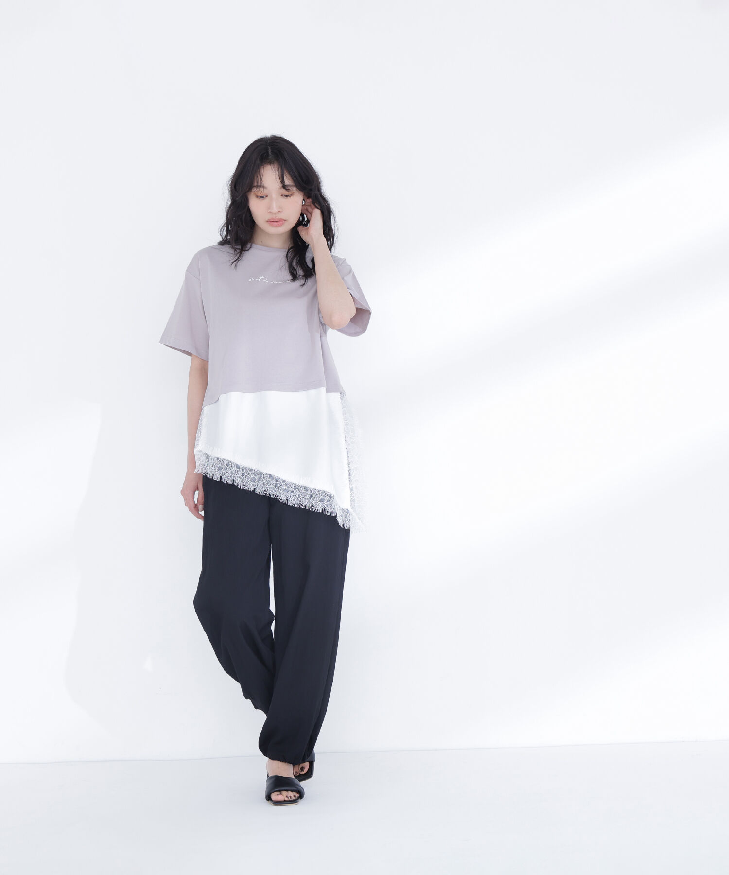  「レースドッキングロゴTシャツ」|Tシャツ・カットソー|