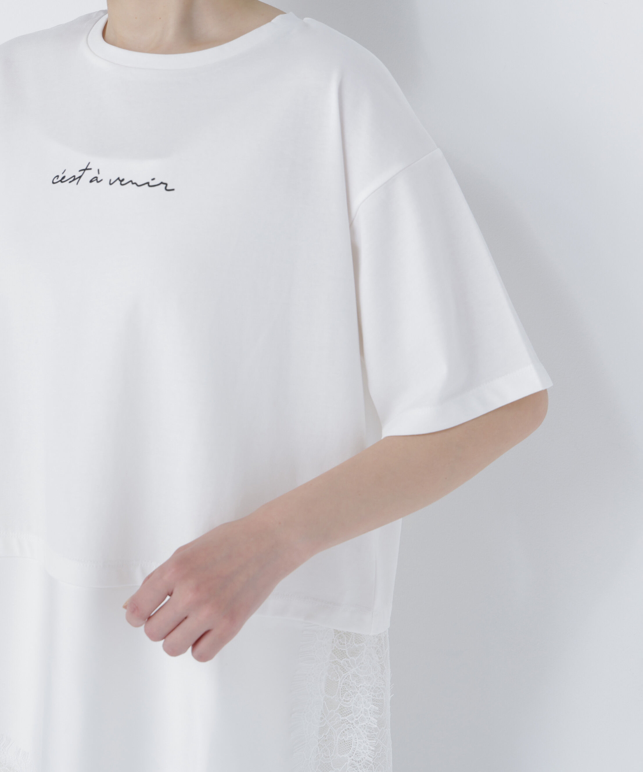  「レースドッキングロゴTシャツ」|Tシャツ・カットソー|