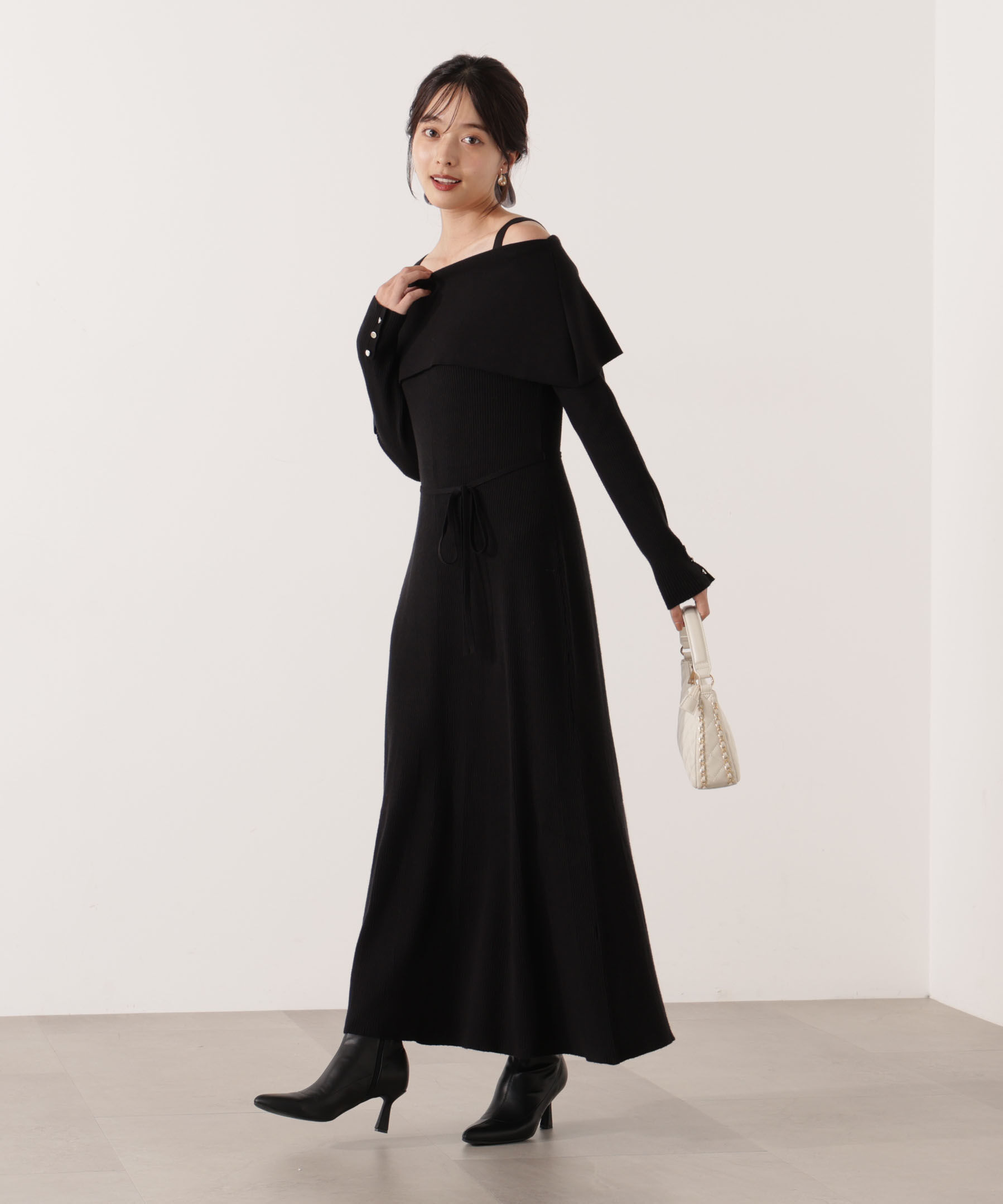 PROPORTION BODY DRESSING「オフショルリブニットワンピース 25AW」|ワンピース|