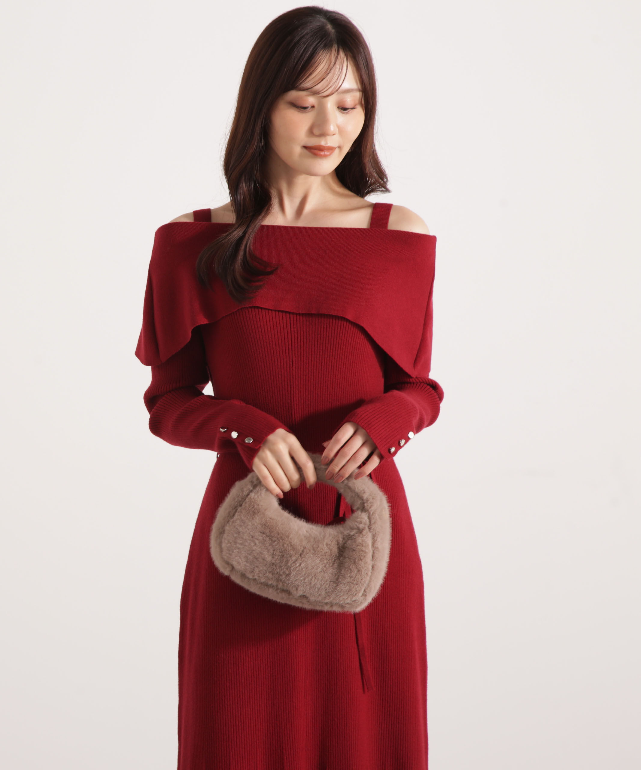 PROPORTION BODY DRESSING「オフショルリブニットワンピース 25AW」|ワンピース|