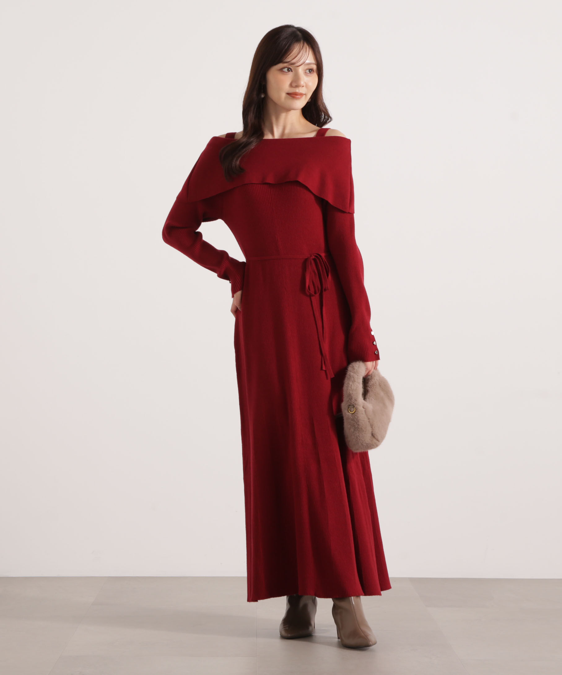 PROPORTION BODY DRESSING「オフショルリブニットワンピース 25AW」|ワンピース|