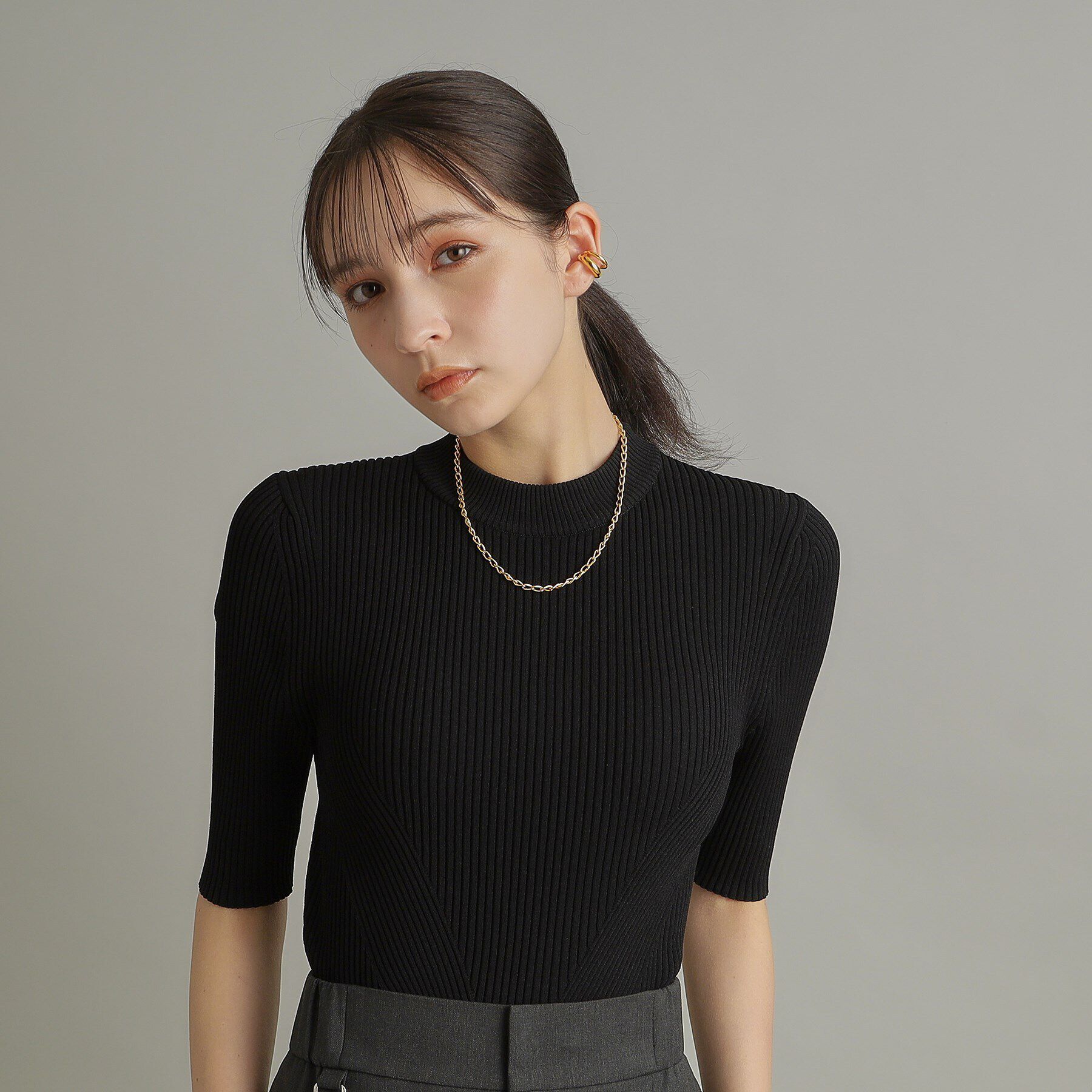 COCOSHNIK ONKITSCH「シルバー デザインチェーン ロングカーブネックレス GP」|ネックレス|