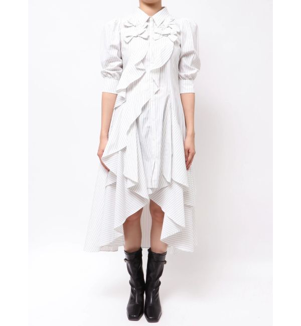 dazzlin「リボンディティールイレヘムシャツワンピース」|ワンピース|