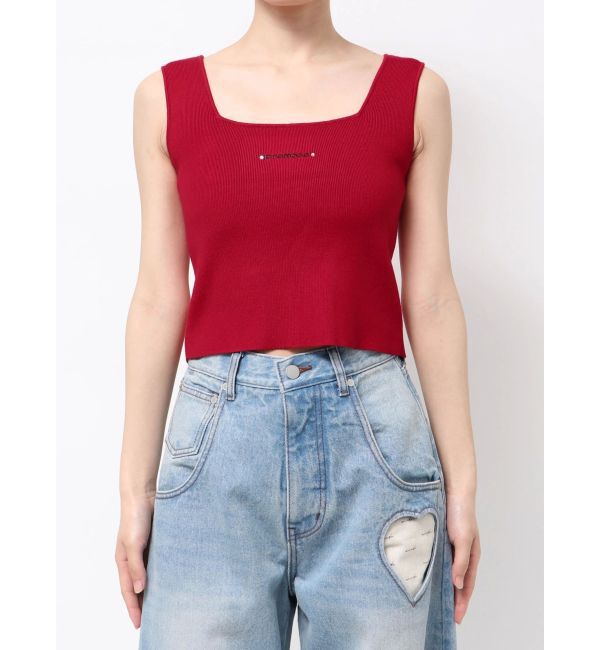 EMODA「ストーンロゴニットタンクトップ」|Tシャツ・カットソー|レッド