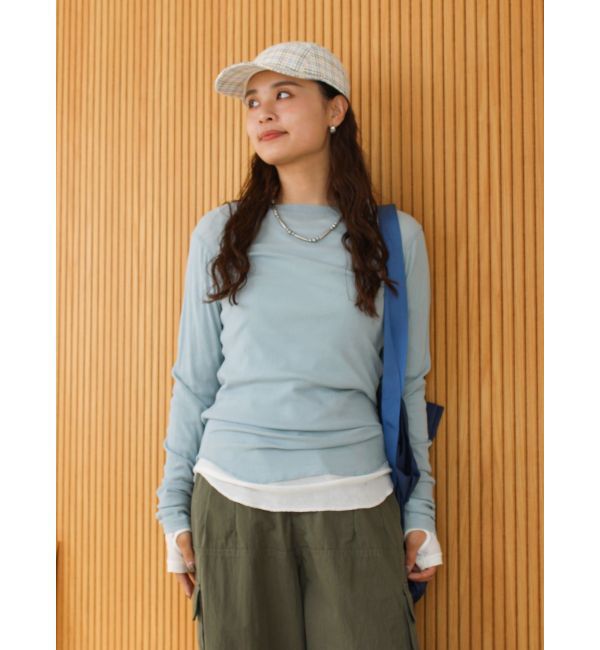 Ungrid「シアーフィットロングスリーブTee」|Tシャツ・カットソー|ブルー