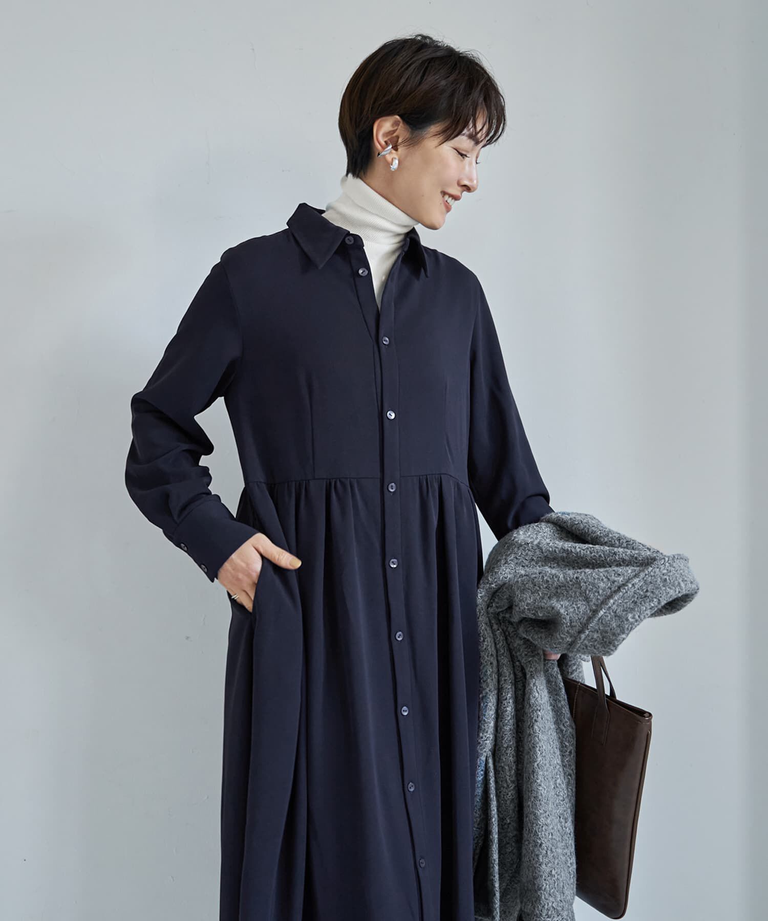 STYLE DELI「さらさらツイルロングシャツワンピース」|ワンピース|