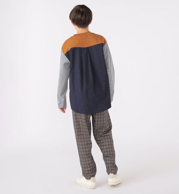 SHIPS KIDS「SHIPS KIDS:140～160cm / パターン 切替 長袖 TEE」|Tシャツ・カットソー|