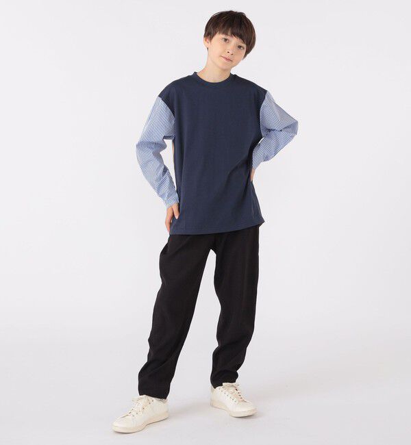 SHIPS KIDS「SHIPS KIDS:140～160cm / パターン 切替 長袖 TEE」|Tシャツ・カットソー|