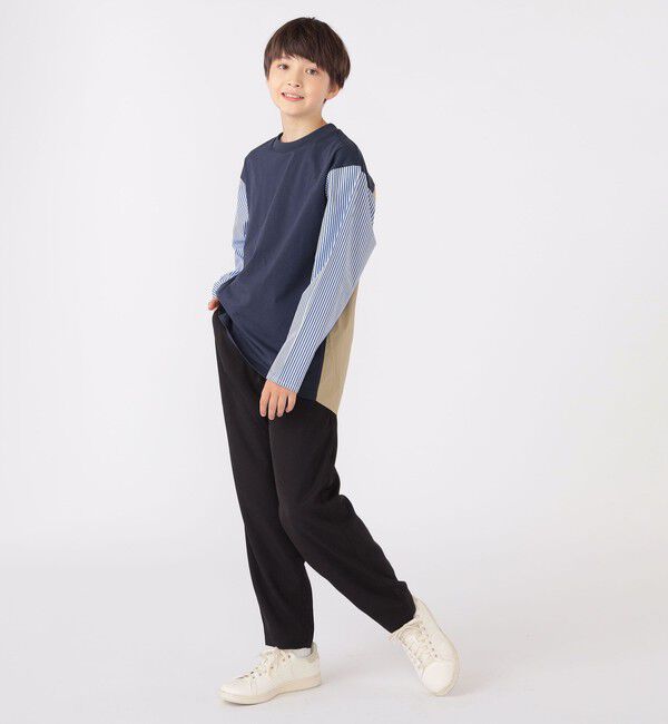 SHIPS KIDS「SHIPS KIDS:140～160cm / パターン 切替 長袖 TEE」|Tシャツ・カットソー|