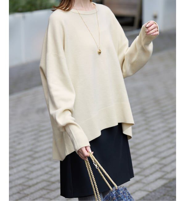 SLOBE IENA「《セットアップ対応可/追加》ウォッシャブルスムース クルーネックプルオーバー」|ニット・セーター|