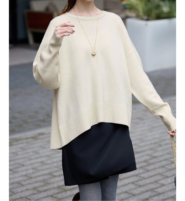 SLOBE IENA「《セットアップ対応可/追加》ウォッシャブルスムース クルーネックプルオーバー」|ニット・セーター|