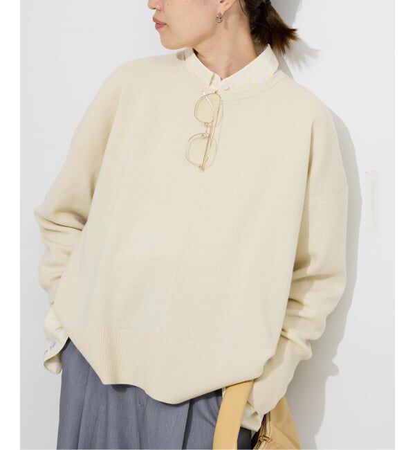 SLOBE IENA「《セットアップ対応可/追加》ウォッシャブルスムース クルーネックプルオーバー」|ニット・セーター|