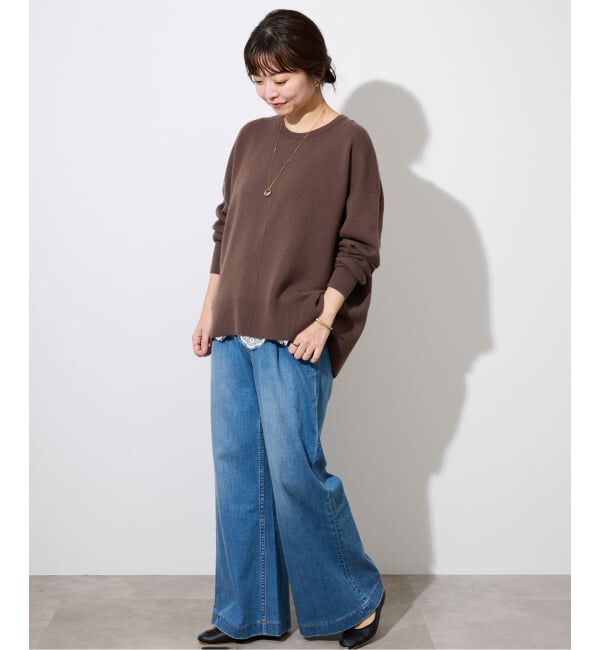 SLOBE IENA「《セットアップ対応可/追加》ウォッシャブルスムース クルーネックプルオーバー」|ニット・セーター|