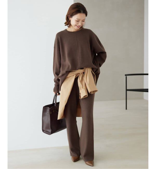 SLOBE IENA「《セットアップ対応可/追加》ウォッシャブルスムース クルーネックプルオーバー」|ニット・セーター|