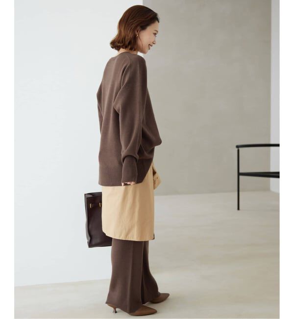 SLOBE IENA「《セットアップ対応可/追加》ウォッシャブルスムース クルーネックプルオーバー」|ニット・セーター|