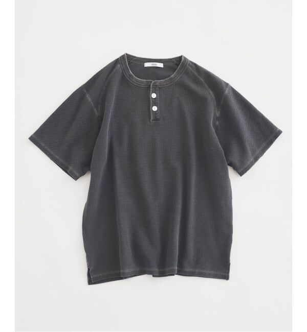 JOURNAL STANDARD relume「《予約》製品染め ワッフル調 ピケ ヘンリーネックTシャツ」|Tシャツ・カットソー|ブラック B
