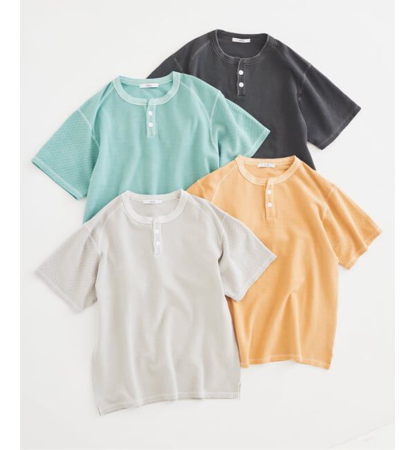 JOURNAL STANDARD relume「《予約》製品染め ワッフル調 ピケ ヘンリーネックTシャツ」|Tシャツ・カットソー|