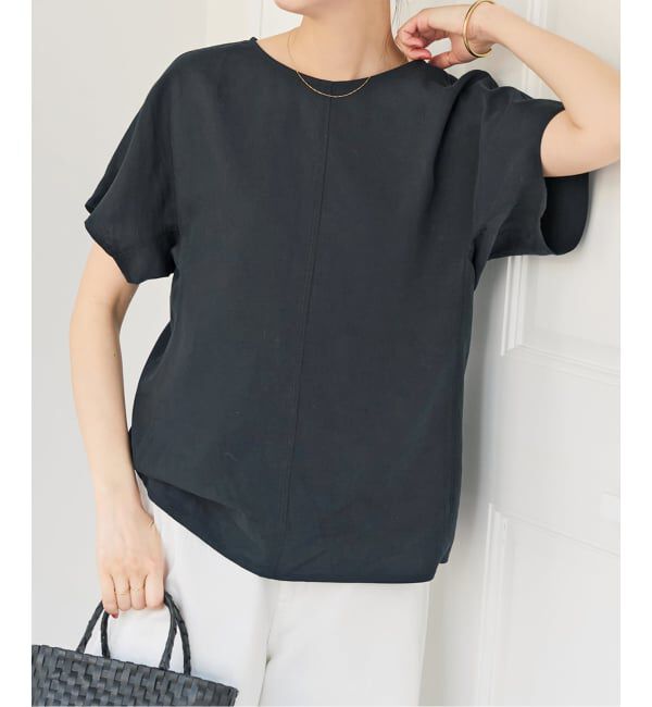Spick and Span「《セットアップ可》ハイブリッドリネンTブラウス」|シャツ・ブラウス|ブラック