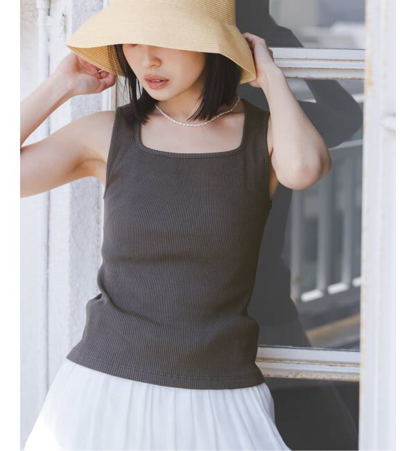 NOBLE「《アンサンブル対応》MAISON CORNICHON/メゾン コルニション Square Tank TOP」|タンクトップ|グレー