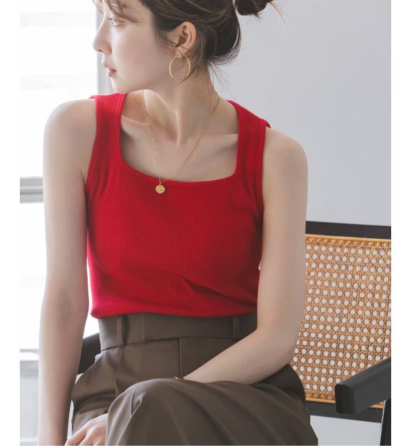 NOBLE「《アンサンブル対応》MAISON CORNICHON/メゾン コルニション Square Tank TOP」|タンクトップ|レッド