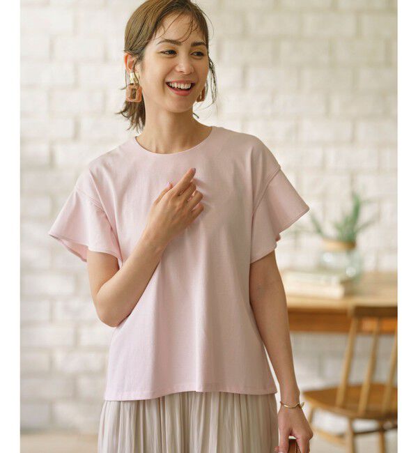 組曲「GIZAプレーティング天竺フリルスリーブ Tシャツ」|Tシャツ・カットソー|