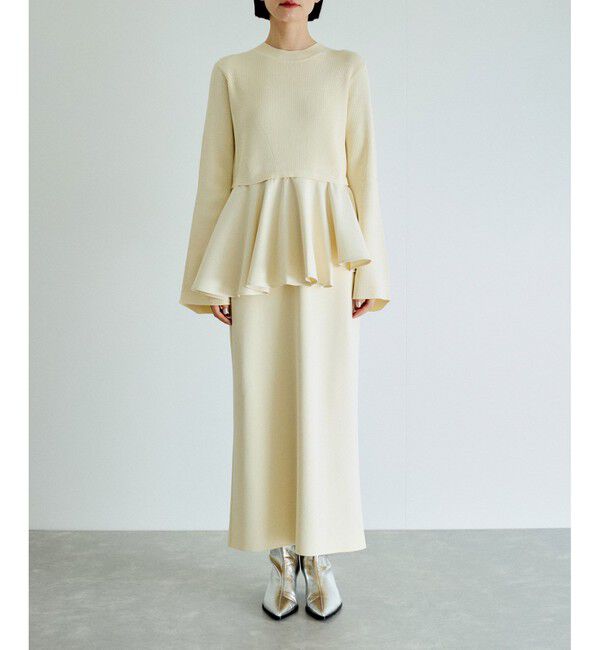ADAM ET ROPE'「【再入荷】・【サステナブル】・【オケージョン】ペプラムコンビニットワンピース」|ワンピース|