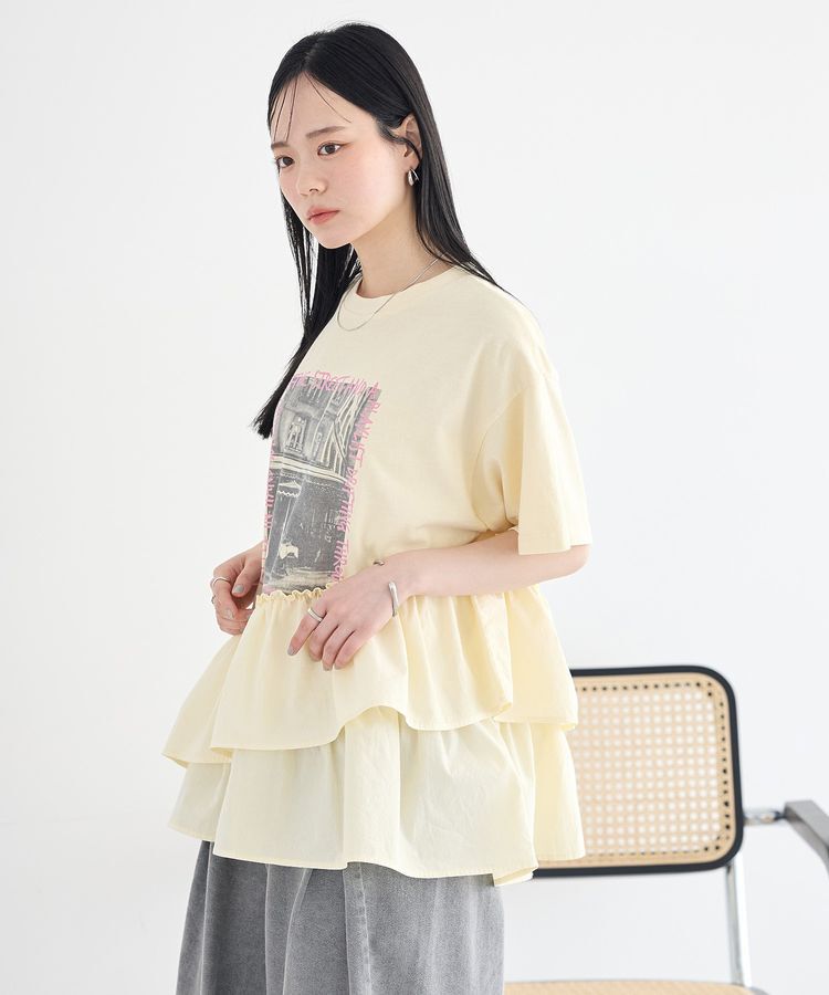 earth music&ecology「異素材ドッキンググラフィックTシャツ」|Tシャツ・カットソー|