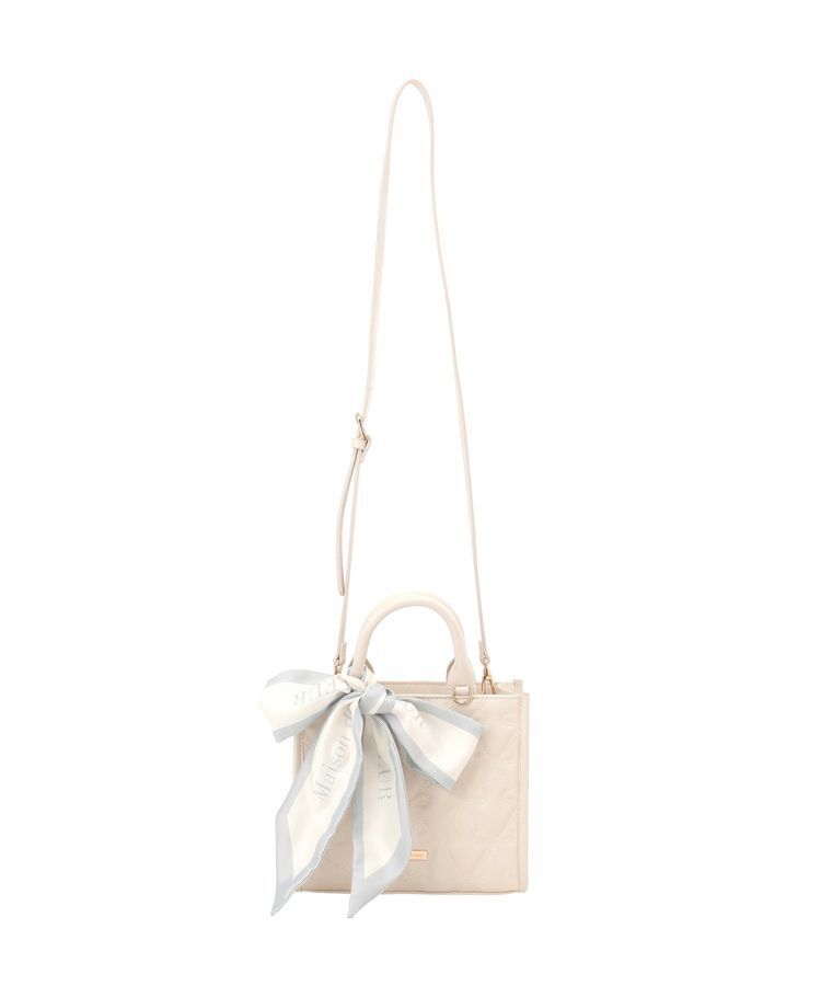 Maison de FLEUR「スカーフ付きリボンキルティング2Wayスクエアトート」|ハンドバッグ|