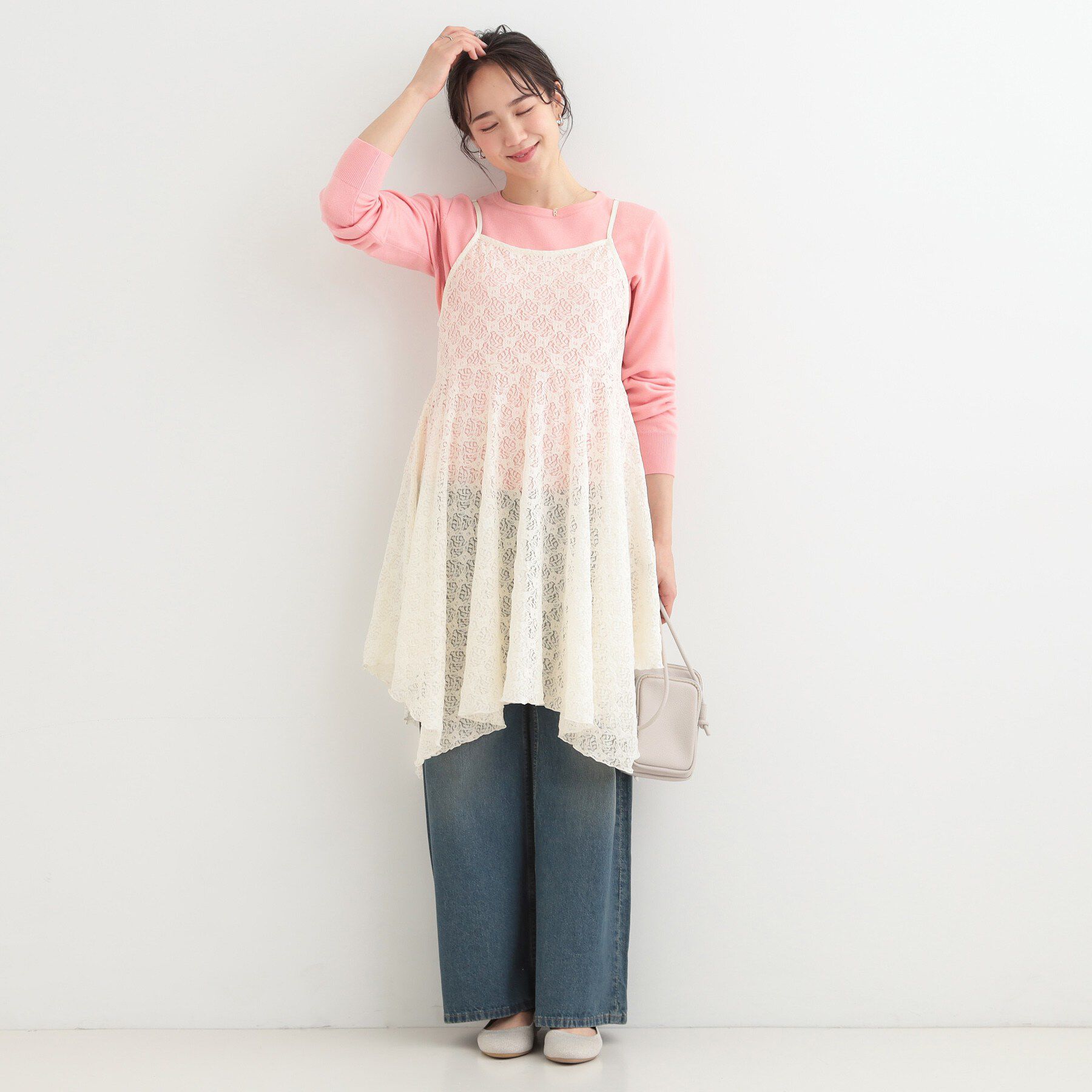 SHOO･LA･RUE「【前後2WAYネック】レイヤードスタイルにおすすめ レースキャミチュニック」|チュニック|