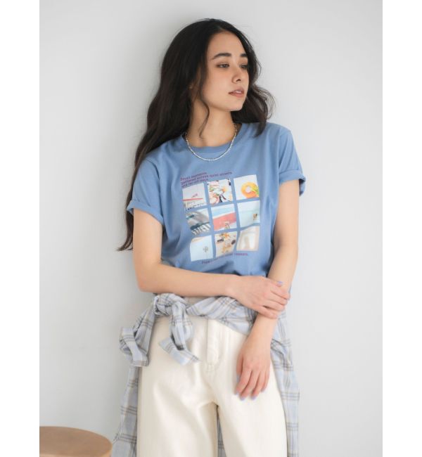 Ungrid「フォトプリントコンパクトTee」|Tシャツ・カットソー|ブルー