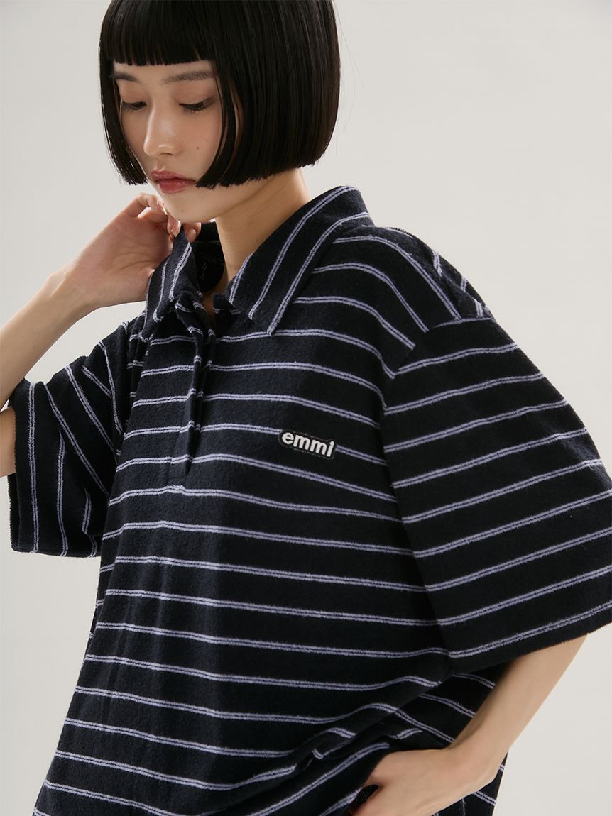 emmi atelier「emmiロゴパイルポロトップス【セットアップ対応】」|ポロシャツ|