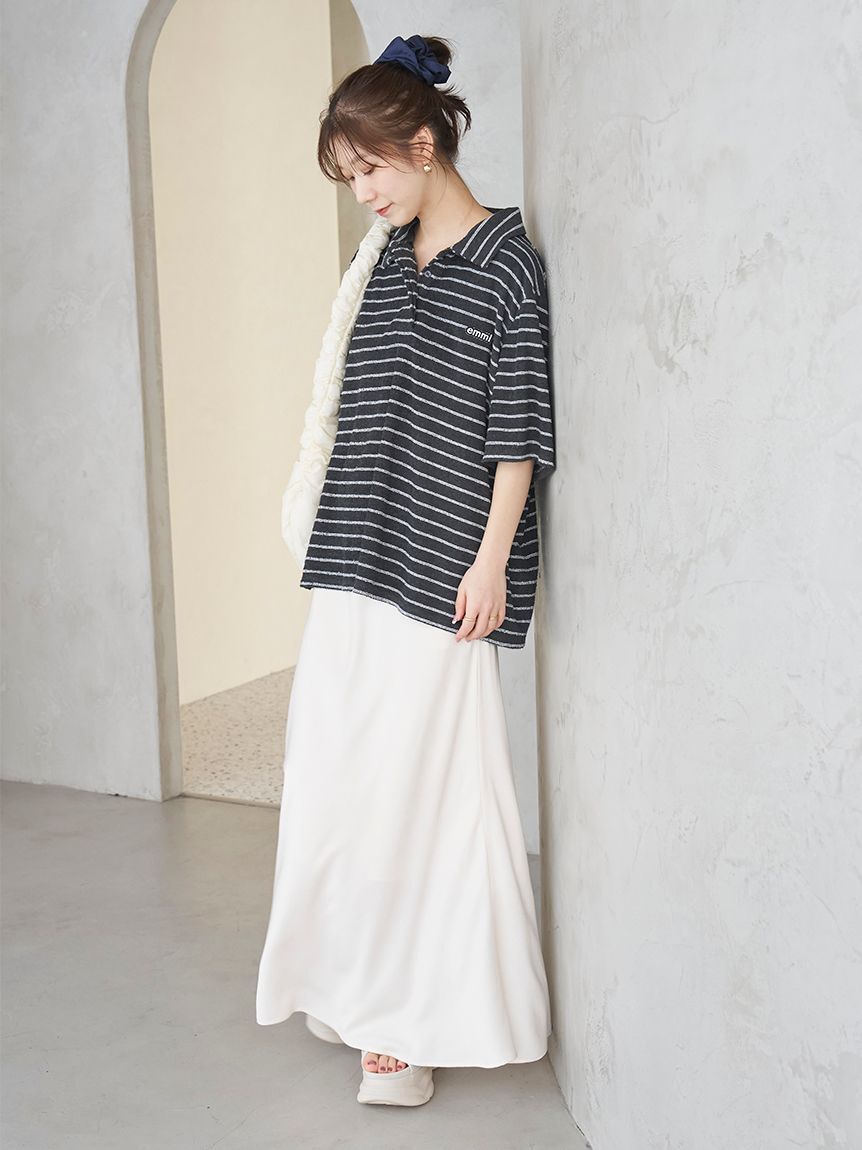 emmi atelier「emmiロゴパイルポロトップス【セットアップ対応】」|ポロシャツ|