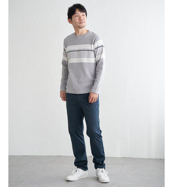 ikka「【雑誌MonoMax4月号掲載】リップルパネルボーダーロンＴ」|Tシャツ・カットソー|