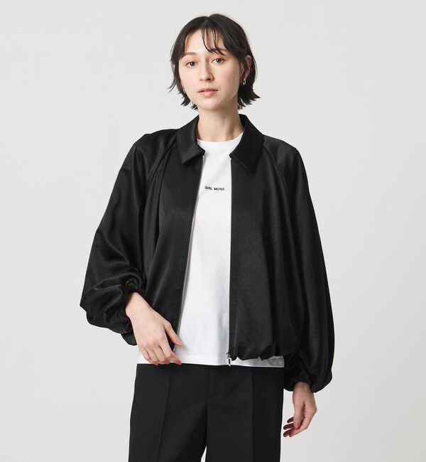 UNITED ARROWS「サテン ボリュームギャザー ブルゾン ‐ウォッシャブル‐」|ブルゾン・スタジャン|BLACK