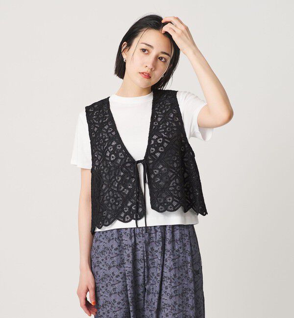 BEAUTY&YOUTH UNITED ARROWS「コードレース ショートベスト」|ベスト・ジレ|BLACK