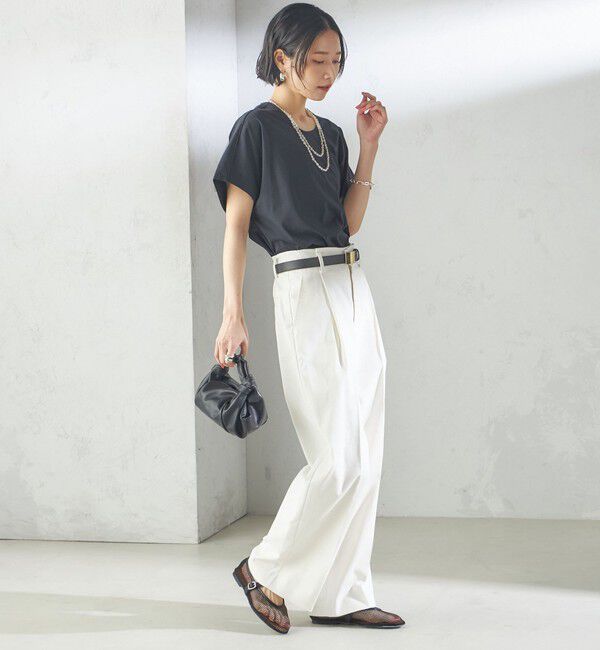 SHIPS for women「【SHIPS別注】assiette:〈手洗い可能〉プレミアム 天竺 Uネック TEE」|Tシャツ・カットソー|
