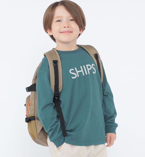 SHIPS KIDS「SHIPS KIDS:100～130cm/刺繍 ロゴ ロングスリーブ Tシャツ」|Tシャツ・カットソー|