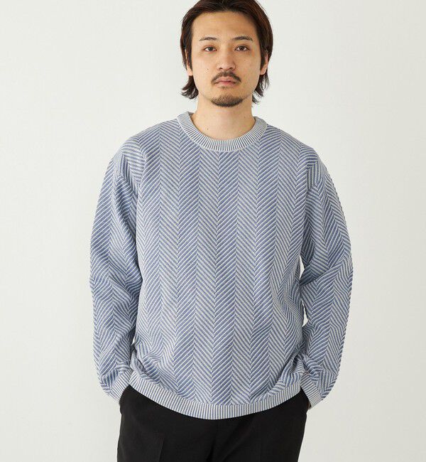 SHIPS Colors 「SHIPS Colors:〈洗濯機可能〉ヘリンボーン柄 ニット◇」|ニット・セーター|ブルー