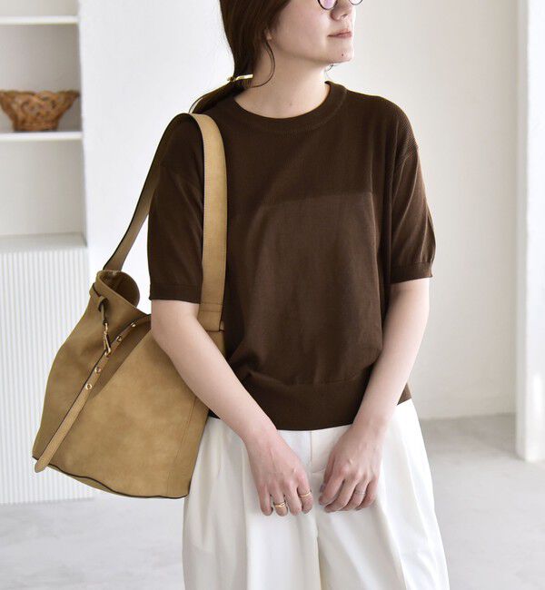 quaranciel「《予約》quaranciel:〈接触冷感/手洗い可能〉コンパクト シアー ニット TEE」|ニット・セーター|