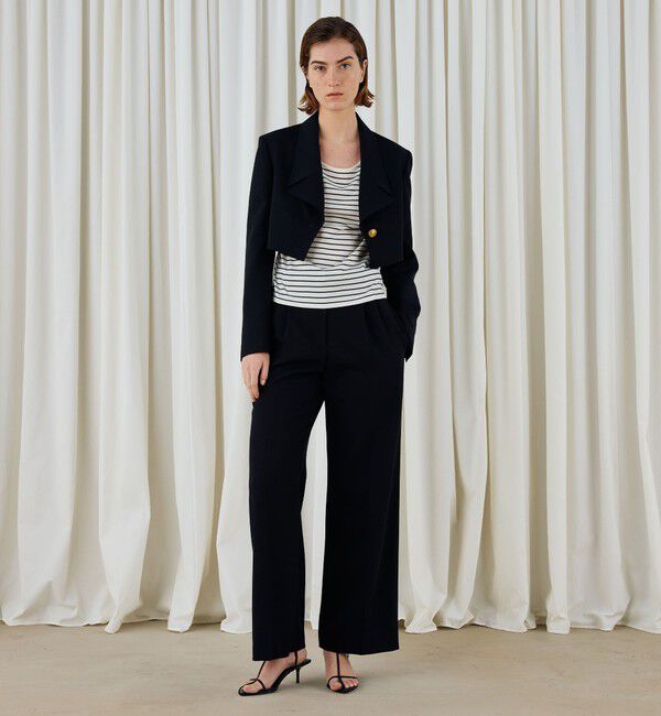 DES PRES「ソフトウールオックス タックセミワイドパンツ」|スラックス|