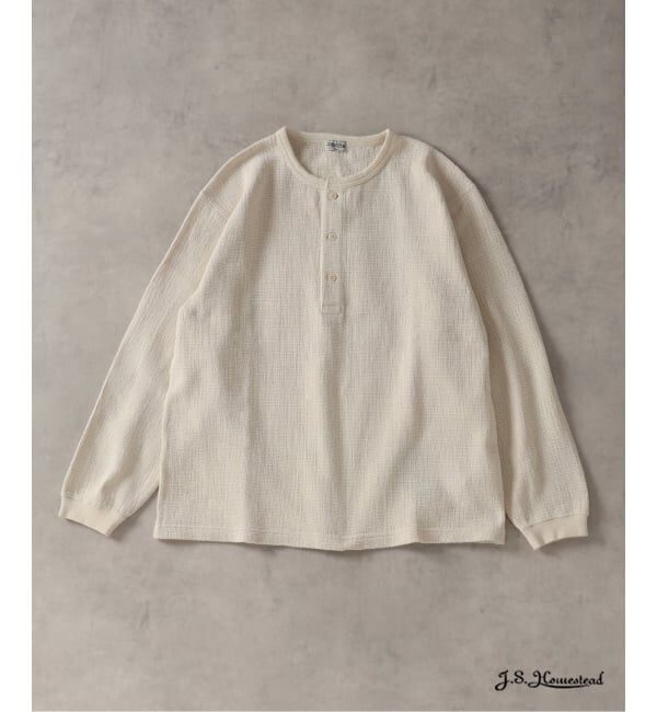 J.S.Homestead「J.S.Homestead / レノ メッシュ ファブリック ヘンリー ネック ロンT」|Tシャツ・カットソー|ナチュラル