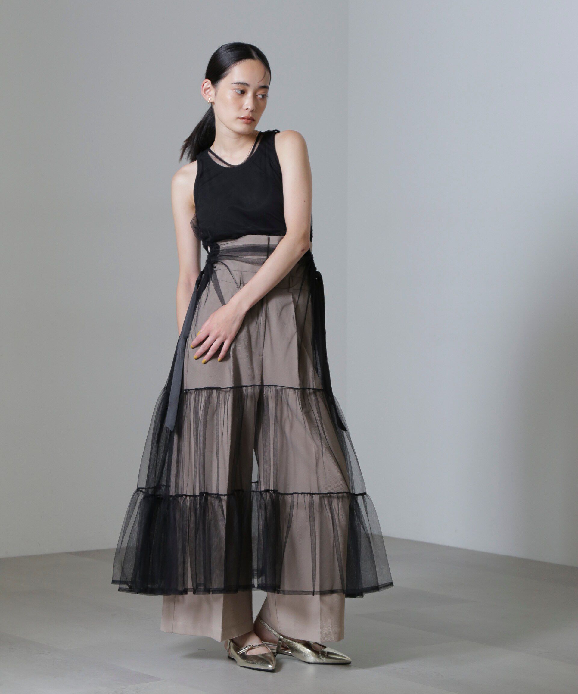 nano･universe「ESTHE/Tiered Tulle Cut-Out MaxiDress」|ワンピース|