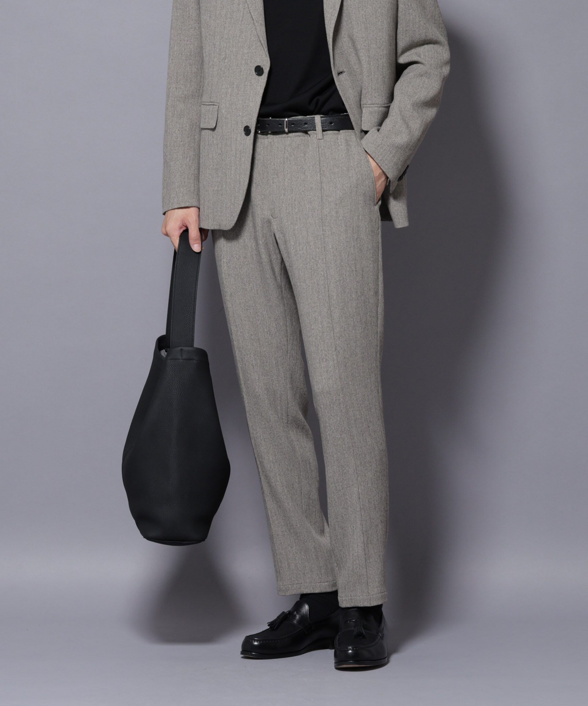 nano･universe「｢N TROUSERS BASIC｣ 洗えるMIXツイードストレッチパンツ(セットアップ可)」|スーツ|モカベージュ7