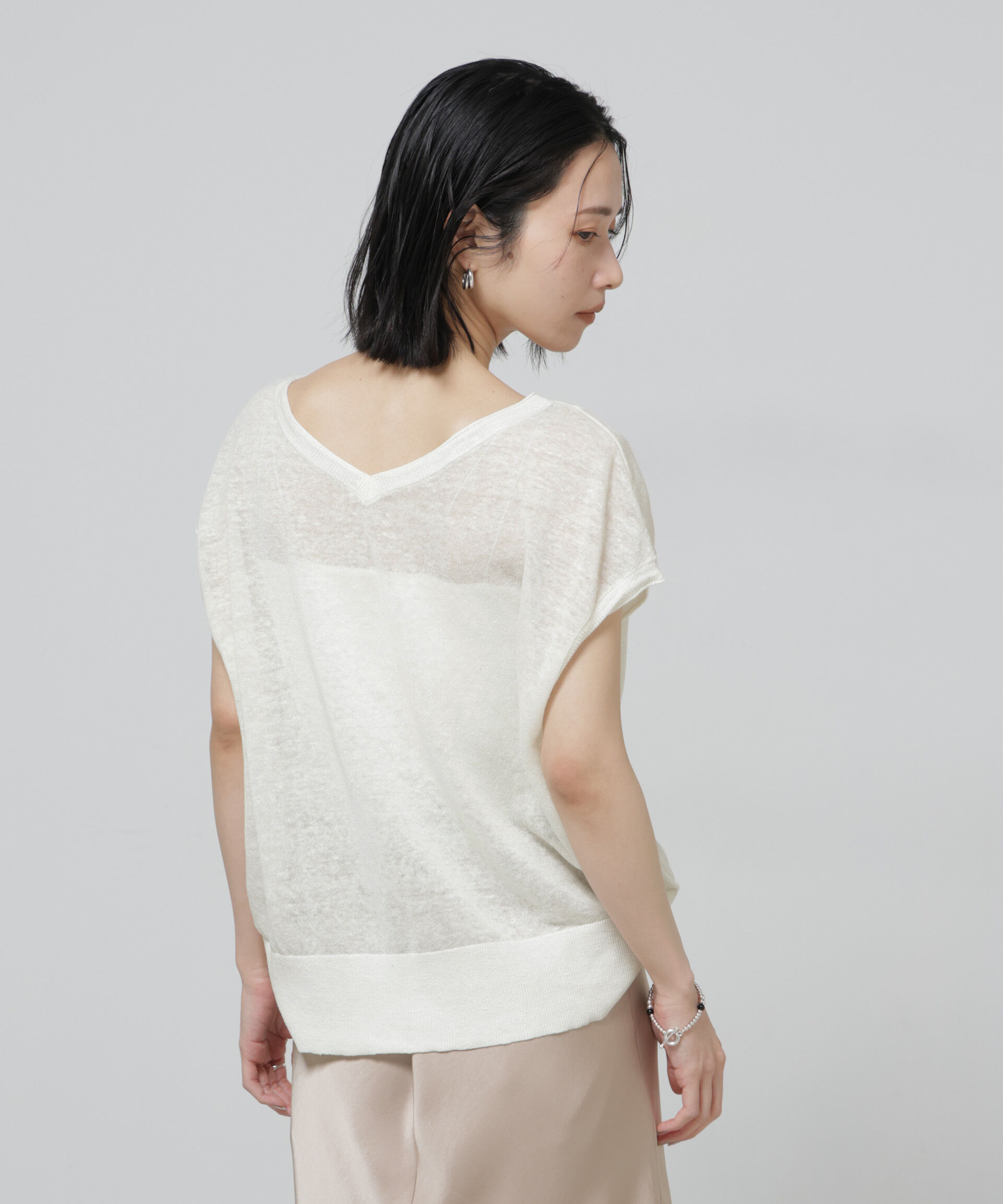 nano･universe「European Flax 2wayフレンチスリーブニット」|ニット・セーター|