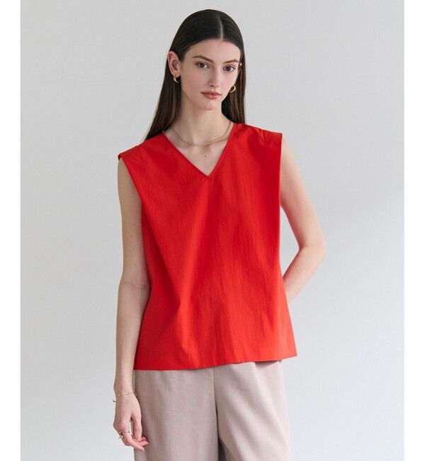BEIGE,「YANN / Vネックタックブラウス」|シャツ・ブラウス|Red