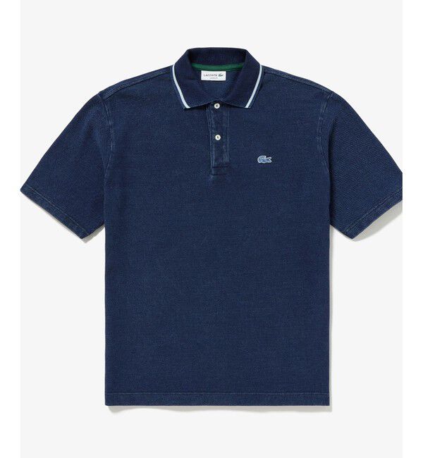 LACOSTE「配色リブニットインディゴポロシャツ」|ポロシャツ|